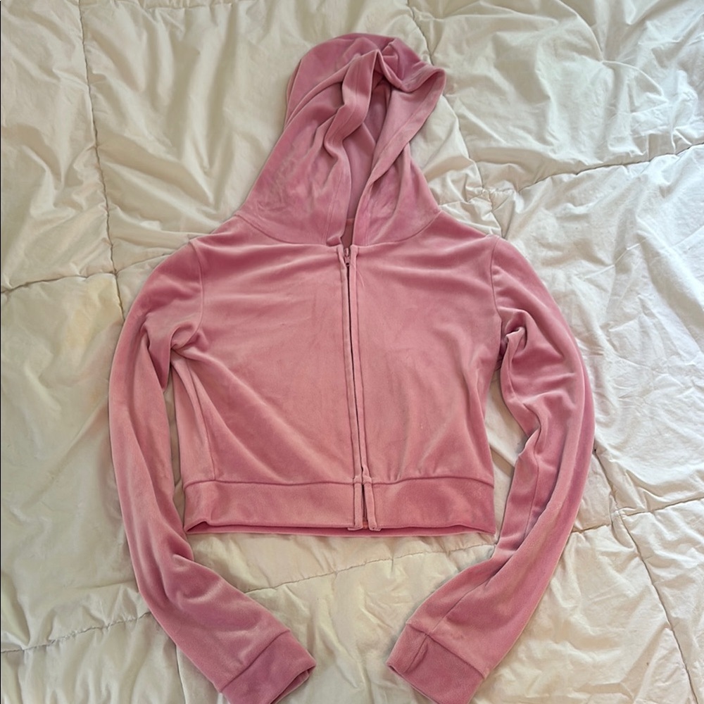 Pink Zip-Up cropped Hoodie